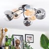 Chehalis ceiling light, globe light 64 cm Amber, clear, Smoke-coloured, 6-light sources