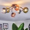 Chehalis ceiling light, globe light 56 cm blue, green, clear, coppery, 6-light sources