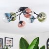 Chehalis ceiling light, globe light 56 cm blue, green, clear, coppery, 6-light sources