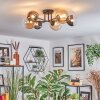 Chehalis ceiling light, globe light 60 cm Amber, clear, Smoke-coloured, 6-light sources