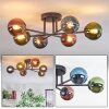 Chehalis ceiling light, globe light blue, green, coppery, 6-light sources