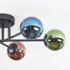 Chehalis ceiling light, globe light blue, green, coppery, 6-light sources