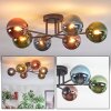 Chehalis ceiling light, globe light blue, green, coppery, 6-light sources