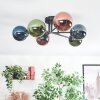 Chehalis ceiling light, globe light blue, green, coppery, 6-light sources