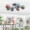 Chehalis ceiling light, globe light blue, green, coppery, 6-light sources