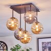 Chehalis ceiling light, globe light Amber, Smoke-coloured, 5-light sources