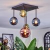 Chehalis ceiling light, globe light blue, green, coppery, 5-light sources
