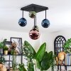 Chehalis ceiling light, globe light blue, green, coppery, 5-light sources