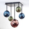 Chehalis ceiling light, globe light blue, green, coppery, 5-light sources