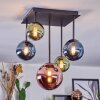 Chehalis ceiling light, globe light blue, green, coppery, 5-light sources