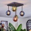 Chehalis ceiling light, globe light blue, green, coppery, 5-light sources