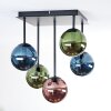 Chehalis ceiling light, globe light blue, green, coppery, 5-light sources