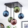 Chehalis ceiling light, globe light blue, green, coppery, 5-light sources