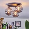 Chehalis ceiling light, globe light 34 cm Smoke-coloured, 3-light sources
