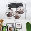 Chehalis ceiling light, globe light 34 cm Smoke-coloured, 3-light sources