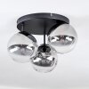 Chehalis ceiling light, globe light 34 cm clear, Smoke-coloured, 3-light sources