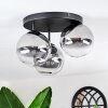 Chehalis ceiling light, globe light 34 cm clear, Smoke-coloured, 3-light sources