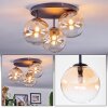 Chehalis ceiling light, globe light 34 cm Amber, clear, 3-light sources