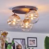 Chehalis ceiling light, globe light 34 cm Amber, clear, 3-light sources