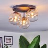 Chehalis ceiling light, globe light 34 cm Amber, clear, 3-light sources