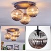 Chehalis ceiling light, globe light 34 cm Smoke-coloured, 3-light sources