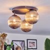 Chehalis ceiling light, globe light 34 cm Smoke-coloured, 3-light sources