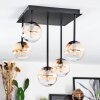 Chehalis ceiling light, globe light Amber, clear, 5-light sources
