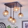 Chehalis ceiling light, globe light Amber, clear, 5-light sources