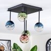 Chehalis ceiling light, globe light blue, green, clear, coppery, 5-light sources