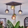Chehalis ceiling light, globe light blue, green, clear, coppery, 5-light sources