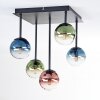 Chehalis ceiling light, globe light blue, green, clear, coppery, 5-light sources