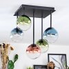 Chehalis ceiling light, globe light blue, green, clear, coppery, 5-light sources