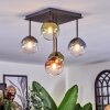 Chehalis ceiling light, globe light blue, green, clear, coppery, 5-light sources