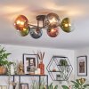 Chehalis ceiling light, globe light blue, green, clear, coppery, 6-light sources
