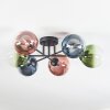 Chehalis ceiling light, globe light blue, green, clear, coppery, 6-light sources