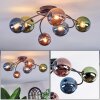 Chehalis ceiling light, globe light blue, green, coppery, 6-light sources