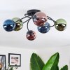Chehalis ceiling light, globe light blue, green, coppery, 6-light sources