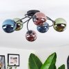 Chehalis ceiling light, globe light blue, green, coppery, 6-light sources