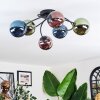 Chehalis ceiling light, globe light blue, green, coppery, 6-light sources