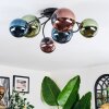 Chehalis ceiling light, globe light blue, green, coppery, 6-light sources