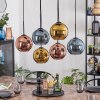 Koyoto hanging light, globe light, pendant light blue, gold, coppery, 6-light sources
