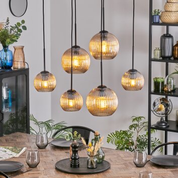 Koyoto hanging light, globe light, pendant light Amber, 6-light sources