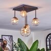 Chehalis ceiling light, globe light Amber, clear, 5-light sources