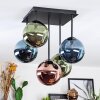 Chehalis ceiling light, globe light blue, green, coppery, 5-light sources
