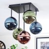 Chehalis ceiling light, globe light blue, green, coppery, 5-light sources
