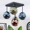 Chehalis ceiling light, globe light blue, green, coppery, 5-light sources
