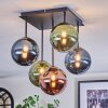Chehalis ceiling light, globe light blue, green, coppery, 5-light sources