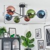 Gastor ceiling light, globe light 80 cm blue, green, coppery, 6-light sources