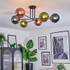 Gastor ceiling light, globe light 80 cm blue, green, coppery, 6-light sources