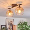 Koyoto ceiling light, globe light Amber, clear, 2-light sources